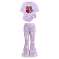 thumbnail image 5 of Gaexia Girls Two Piece Outfits,Valentine's Day Girls Outfit Cute Bow Heart Print Short Sleeve Top With Flare Leg Pants Toddler Two Piece Matching Fashion Clothes,9-10 Years, 5 of 6