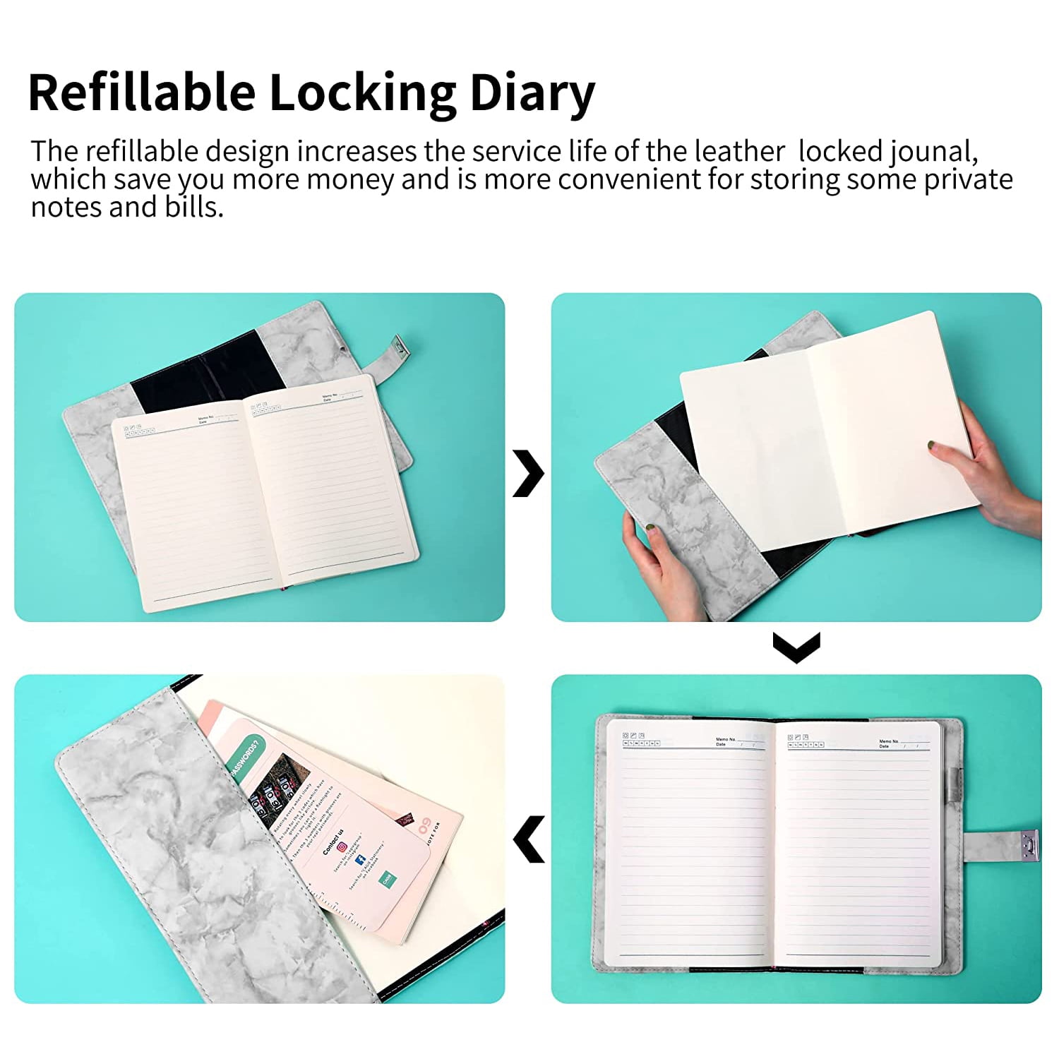 Diary with Lock for Women & MenA5 240 Pages Lockable Journal