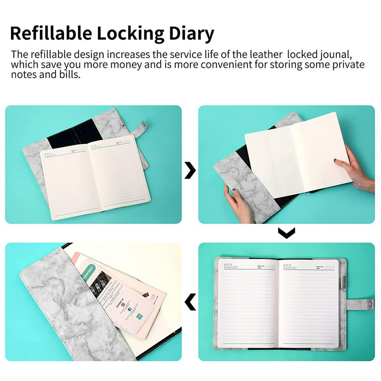XAMILE Marble Diary Journal with Locks for Girls and Women Secret