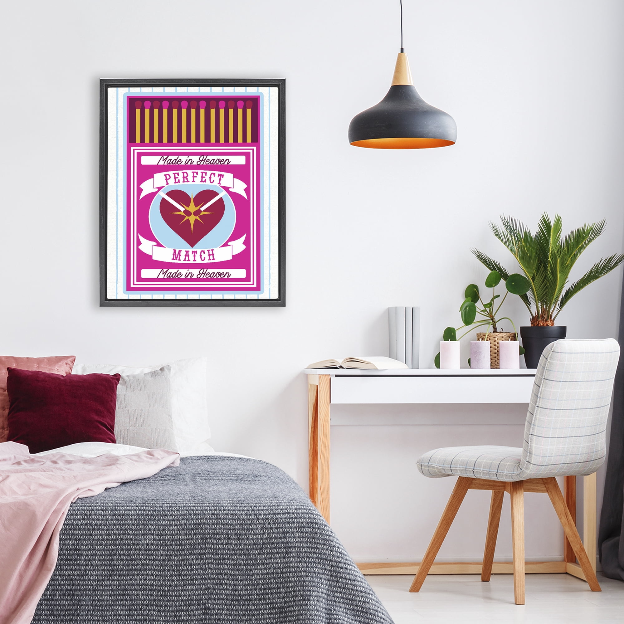 Stupell Industries Perfect Match Made In Heaven Black Framed Floater Canvas Wall Art, design by Lil' Rue