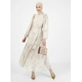 thumbnail image 2 of Beige - Mink - Floral - Crew neck - Fully Lined - Modest Dress - Refka, 2 of 5