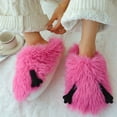thumbnail image 2 of Cute Fuzzy Slippers for Women Indoor Outdoor Memory Foam House Shoes Furry Soft Warm Cozy Bedroom Foot Slip on, 2 of 8