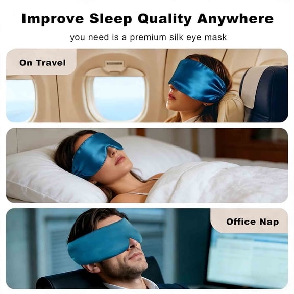 Adjustable Silk Sleep Mask for Deep Sleep | Total Blackout & Anti-Ageing Eye Cover for Travel, Office & Night Rest