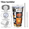 thumbnail image 4 of 16oz Tumblers Halloween Icons Collage Pattern Stainless Steel Vacuum Insulated Double Wall Travel Tumbler Cups Mug with Lid and Straw,Cleaning Brush for Coffee,Tea, 4 of 4