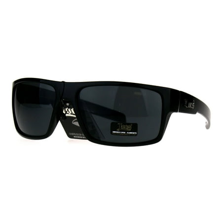 Locs Sport Rectangular Gangster Cholo Plastic Sunglasses All Black