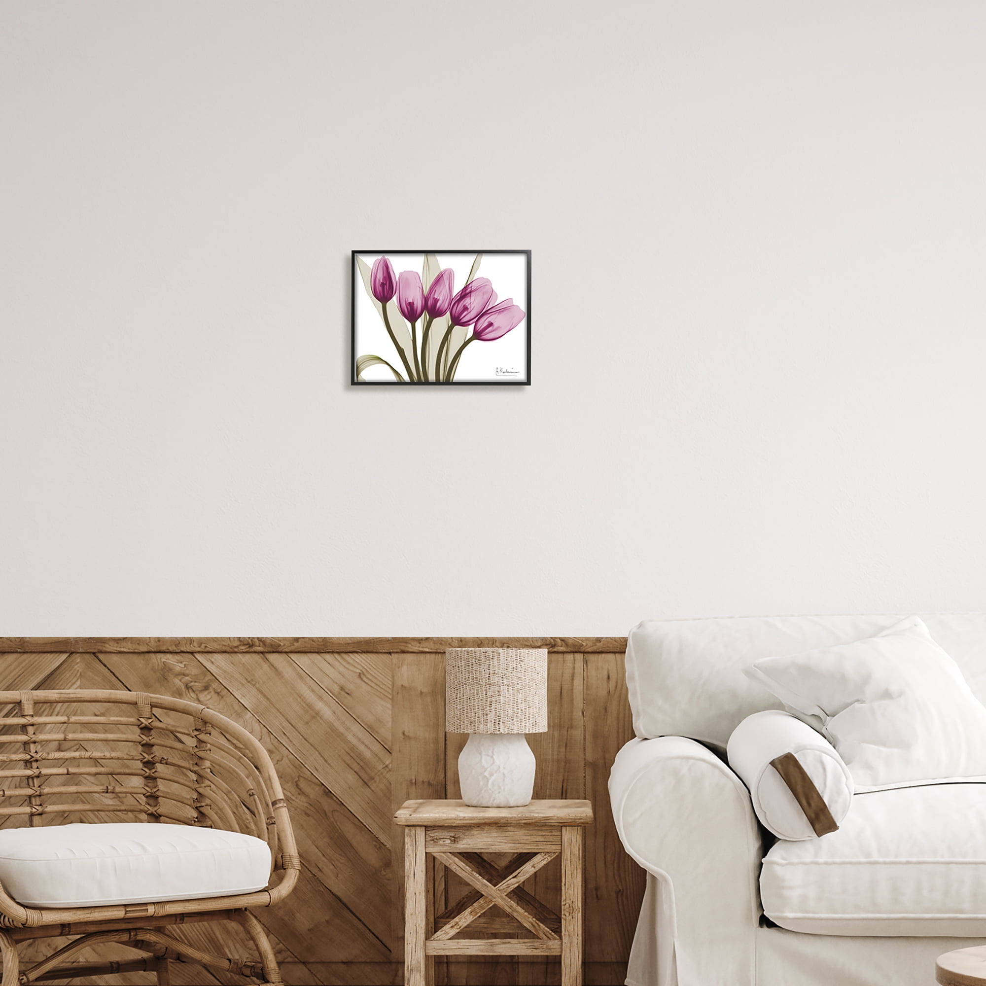 Stupell Industries Contemporary Pink Tulips Botanical & Floral Photography Black Framed Art Print Wall Art, 14 x 11