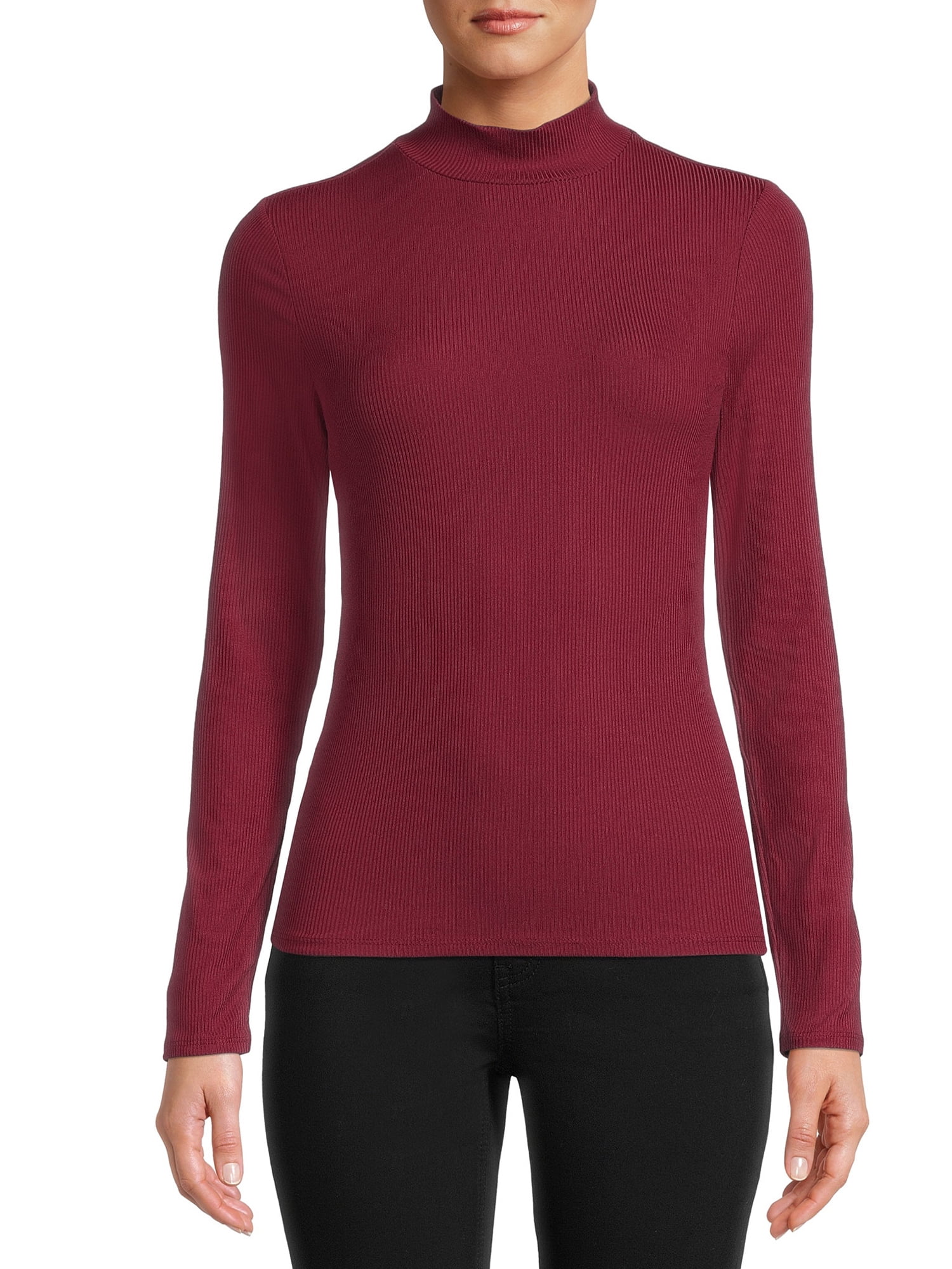 No Boundaries Women's Juniors Long Sleeve Mock Neck Top, 2-Pack
