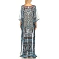 thumbnail image 2 of Sakkas Wilder Printed Design Long Sheer Rhinestone Caftan Dress / Cover Up - 17141-NavyBlue - OS, 2 of 5