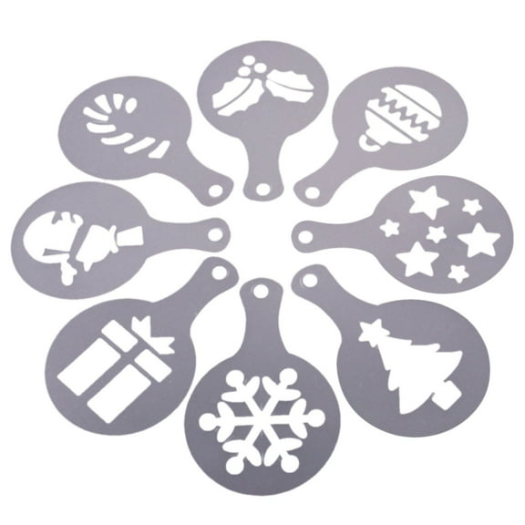 ZOURIH 8 PCS Coffee Decorating Stencils, Foam Latte Art Stencils Barista Template for Decorating Oatmeal Cupcake Cake Cappuccino Hot Chocolate for Adult