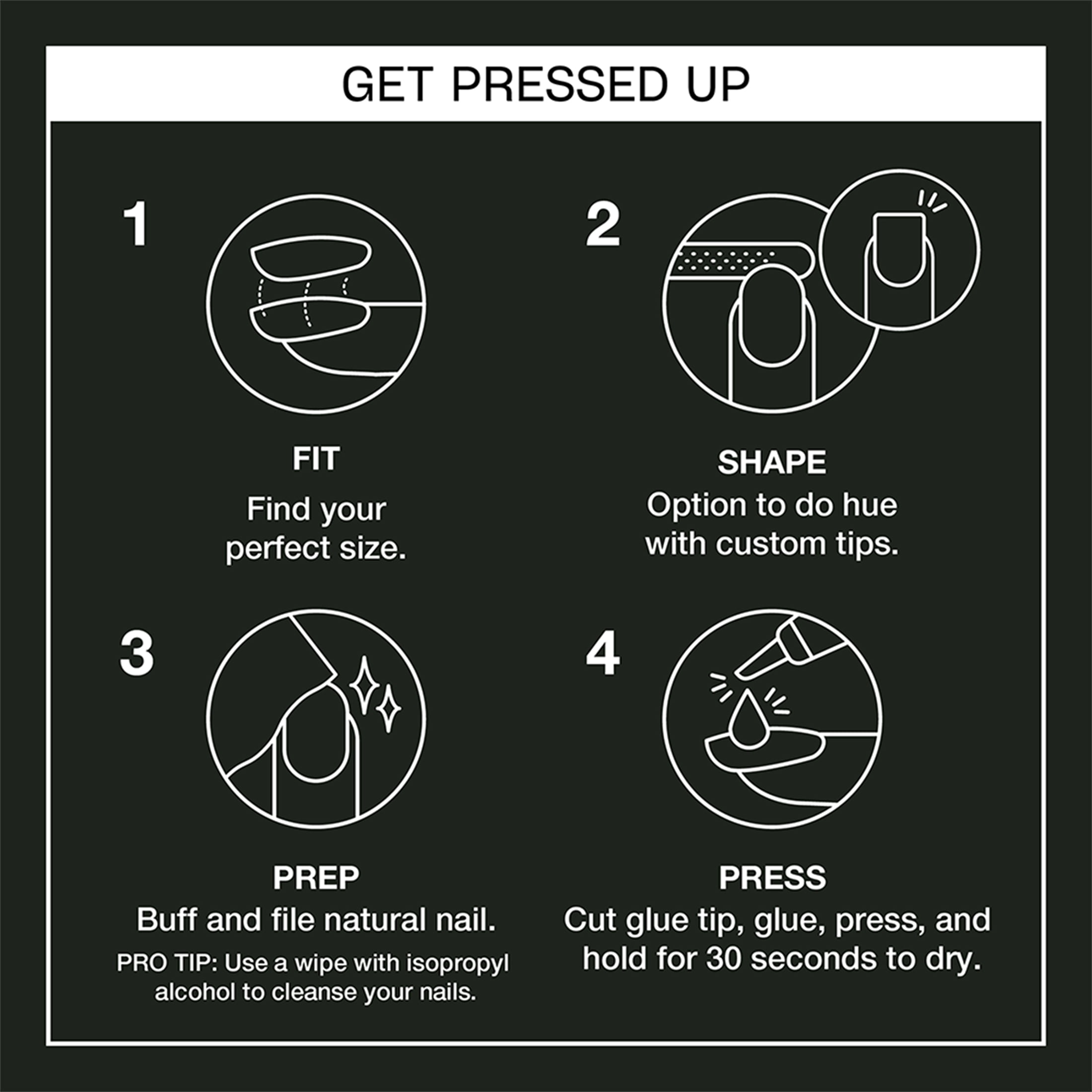 OPI On Point Instant Press On Nails, Little Black Onyx Dress, False Nails, 24 Pieces