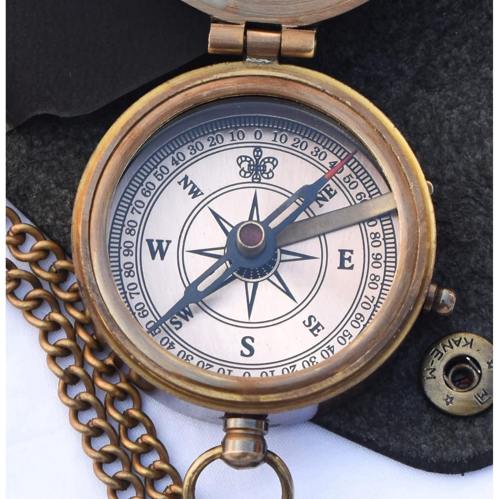 Antique Brass Compass with Leather Case – Engraved Pocket Compass  Vintage Nautical Compass for Men, Graduation Gift, Father’s Day, Christian Inspirational Gift