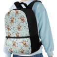 thumbnail image 4 of Uourmeti Polyester School Backpack Daypack with Highland Cow Floral Pattern - Spacious for Student Travel and Daily Use, 4 of 6