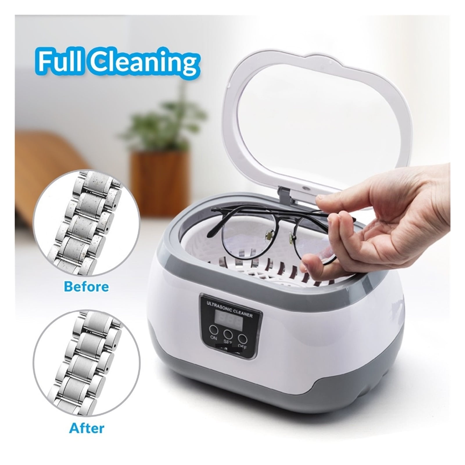 600ML Ultrasonic Cleaner Bath Timer For Jewelry Parts Glasses Manicure Stones Cutters Dental Razor Brush ,Strong Cleaning