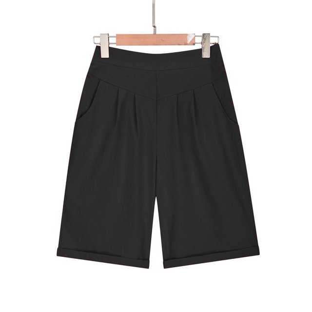 Puntoco pantalones cortos de verano para mujer, moda 2024, pantalones informales de lino y algodón de cinco puntos de Color veraniego para mujer