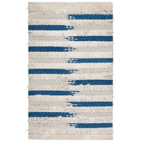 SAFAVIEH Natura Proinsias Striped Cotton Area Rug, Beige/Navy, 8' x 10'