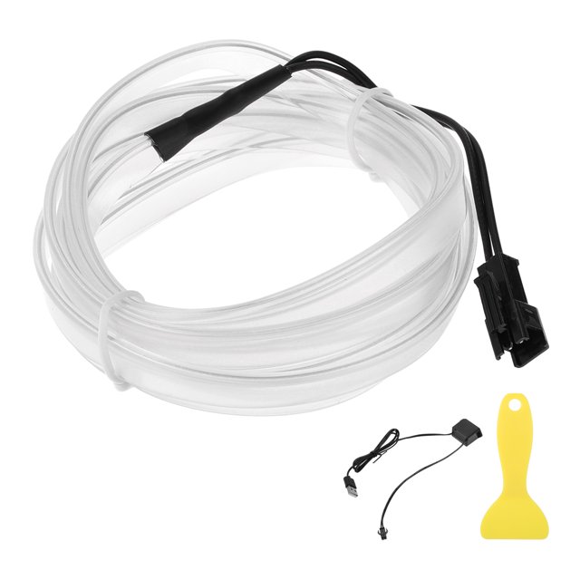 Cuerda de luz LED EL de 2m Unique Bargains, tira de luz brillante para iluminación interior de automóviles, luz de neón flexible para decoración de automóviles USB(5V) Azul Hielo