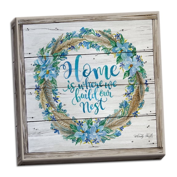 Gango Home Decor Country-Rustic Home is Where We Build Our Nest by Cindy Jacobs (Ready to Hang); One 12x12in Hand-Stretched Canvas