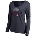 thumbnail image 2 of Women's Navy Arizona Wildcats Graceful Long Sleeve V-Neck T-Shirt, 2 of 3