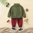 thumbnail image 4 of Tfken Toddler Children Girls Outfit Set Solid Color Sweatshirt Long Pant Striped 2025 Green Outfits Sets Size 12-18 Months, 4 of 9