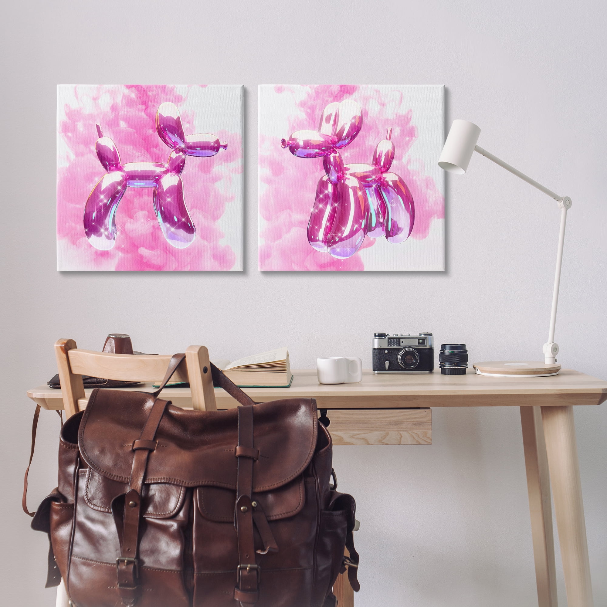 Stupell Industries Sparkle Balloon Dogs Abstract Painting Wrapped Canvas Art Print Wall Art, 24 x 24, Set of 2