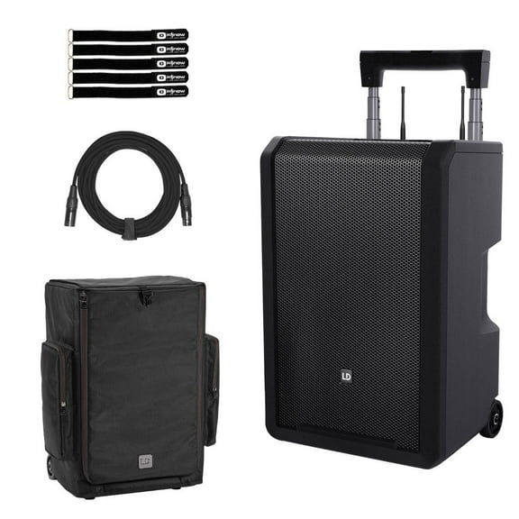 LD Systems ANNY 10 (USA Version) 10" Portable Battery-Powered Bluetooth PA System w/Mixer with Cover Package