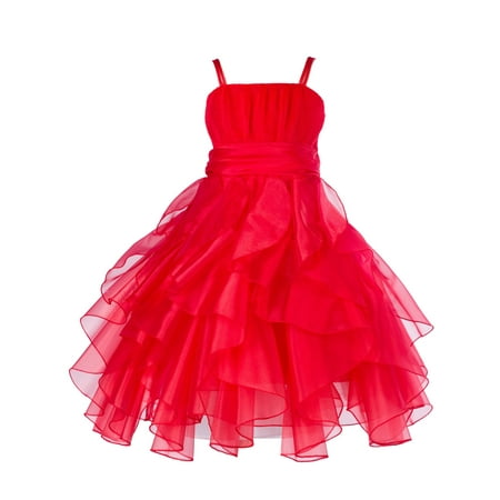Princess Bodice - Ekidsbridal Organza Red Ruffled Bodice Christmas Junior Bridesmaid Recital Easter Holiday Wedding Pageant Occasions Communion Princess Birthday Girls Clothing Baptism 151S size 12 Flower Girl Dress