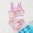 thumbnail image 4 of Zylarhe Girls Swimsuit Girls Hollow Out Floral Print Swimsuit With Seashell Embroidery Beach Swimwear For Toddler And Kid Hot Pink 7-8 Years, 4 of 4