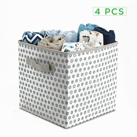 Mind Reader Storage Bin Dots Design, Foldable Storage Basket with Handles, Decorative Storage Bins, Cube Organizer Bin, Bathroom, Bedroom, Children's...