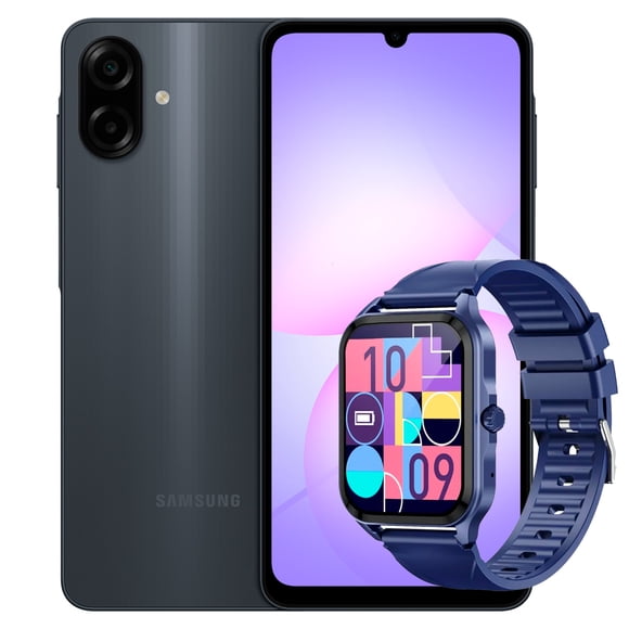 Smartphone Samsung Galaxy A07 64GB Negro 4GB Ram + Smartwatch Q1 azul