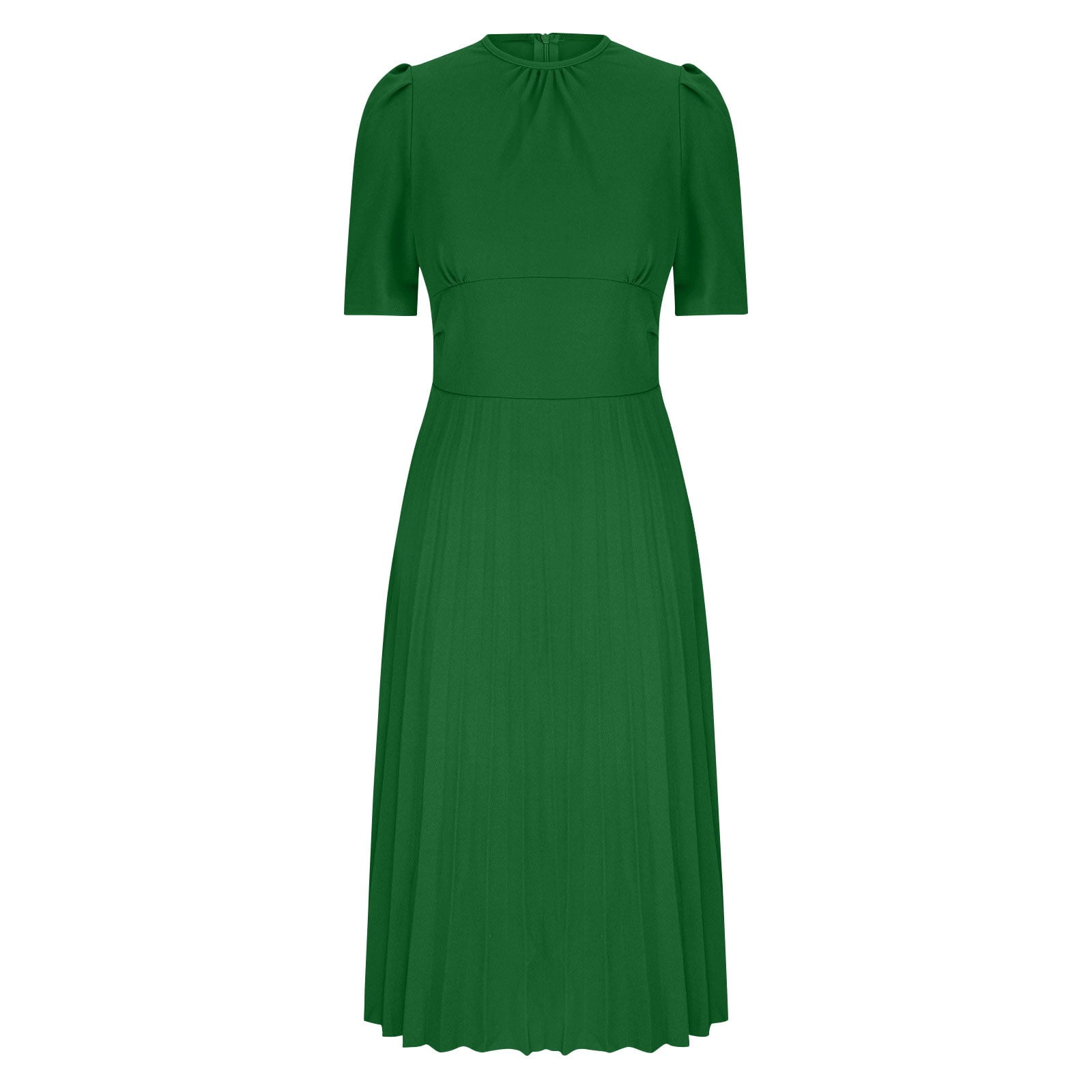 Fewfanhot Summer Dresses for Women 2025 Casual Fit and Flare Swing Dress Round Neck Short Sleeve Flowy Church Dress