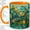 Orange, variant on Leaf Branch Stained Glass Accent Mug, 11oz Ceramic Coffee Cup