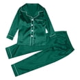 thumbnail image 2 of Pxiakgy 2025 Family Satin Christmas Pajamas Sets Solid Silk Xmas Pjs Matching Sets Soft Sleepwear for Mens Womens Adults Kids Christmas Satin Pajamas for Family 2 Piece Green1 Mom Size:XL, 2 of 9