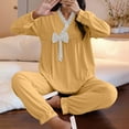 thumbnail image 6 of ZyeKqe Womens Pajamas Sets Long Sleeve V Neck Shirts Comfy Bow Sleepwear Nightwear 2 Piece Pjs Soft Homewear Outfits, 6 of 10