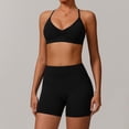 thumbnail image 3 of PISONIC Women Two Piece Workout Sets Support Ruched Cross Back Sports Bras Matching Booty Lifting Shorts Gym Yoga Outfits, 3 of 6