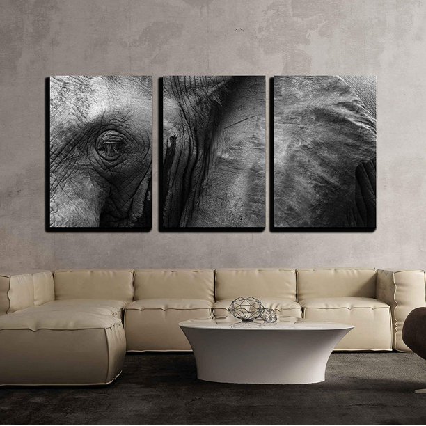 Wall26 Modern Elephant Animals Canvas Wall Art Prints, 16"x24", Set of