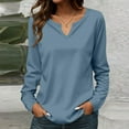 thumbnail image 2 of Long Sleeve Shirts for Women Fashion Casual Long Sleeve Solid Color V Neck Tops - Print Cotton Blend Loose Fit Tunic Style Shirts for Women Womens Blouses, 2 of 6