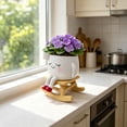 thumbnail image 4 of Gumesh Cute Face Planters Succulent Pots, Funny Rocking Chair Reading Head Flower Planter Cactus Pot with Drainage Hole for Indoor Outdoor Plants, Unique Plant Lover Gifts, 4 of 5
