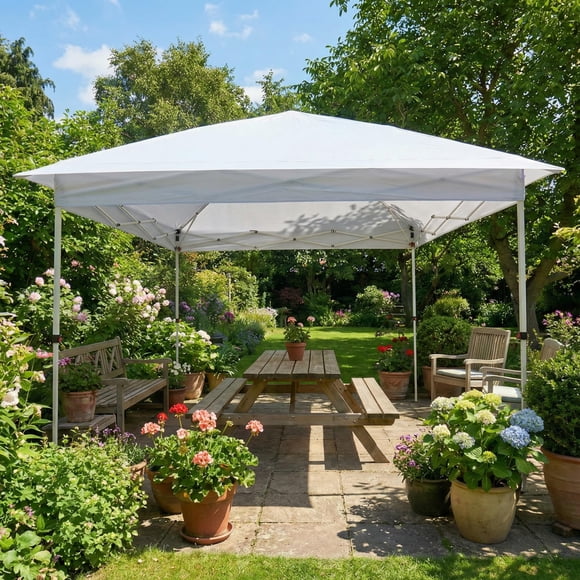 10x20 Ft Pop Up Canopy Tent,Heavy Duty Waterproof & UV Protection Party Tent,Easy One-Person Setup & Adjustable Height Outdoor Sun Shade for Outdoor Events, Parties, Camping, Beach