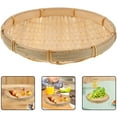 thumbnail image 2 of QIDITONG Bamboo Sieve Baskets Weaving Serving Tray Flat Shallow Fruits Basket Snack Holder Food Container Vegetable Serving Baskets For Kitchen Counter, 2 of 5