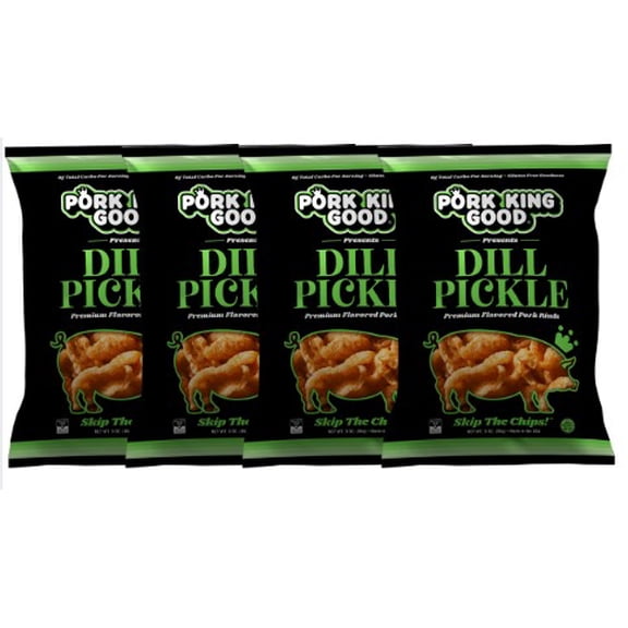 Pork King Good 3 oz Dill Pickle- (4 Pack) Keto-Friendly Gluten Free Snacks