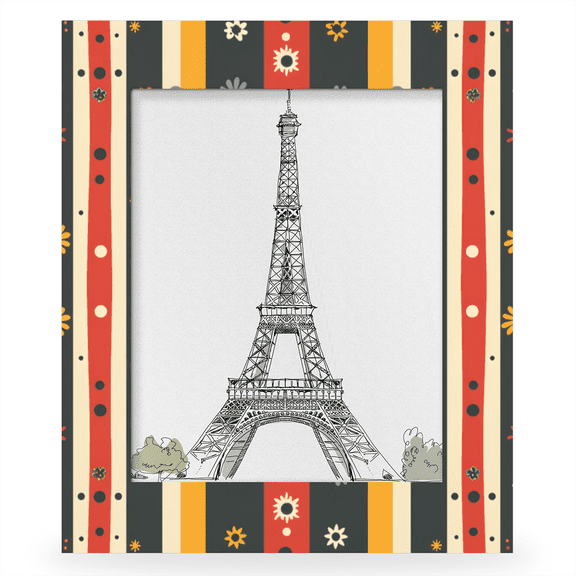 Herdesigns Boho Striped Flower 11x14 Photo Frame, Wooden Picture Frame Fits 11x14in Photo, Wall Hanging or Tabletop Display