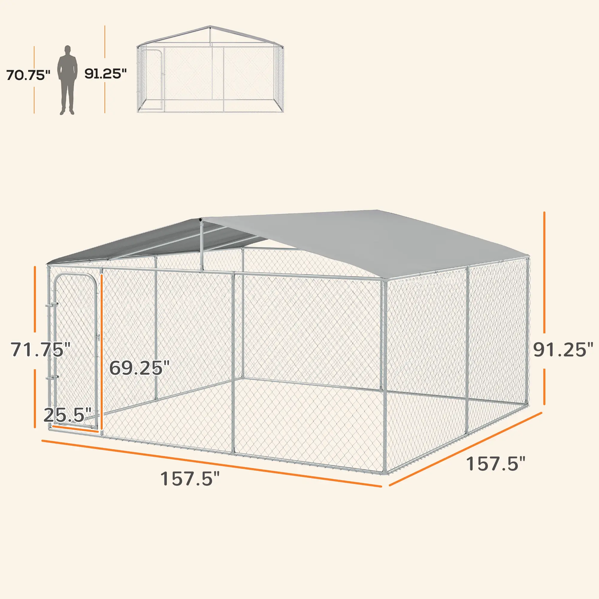 ZephyPaws 13ft x 13 ft x 7.7ft Large Dog Kennel Outdoor,Outside Dog Kennel with Roof,Covered Dog Kennels with Door and Lock,XL Outside Dog Cage for Large Dogs