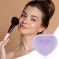 thumbnail image 6 of Unique Bargains 1 Pc Portable Heart Makeup Brush Cleaning Mat Purple, 6 of 7