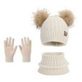 thumbnail image 3 of Girls Winter Hats Scarf Glove Set, Knitted Beanie Hat Fleece Lined Neck Warmer Mittens Set for Ages 4-10 Years Girls Boys, 3 of 3