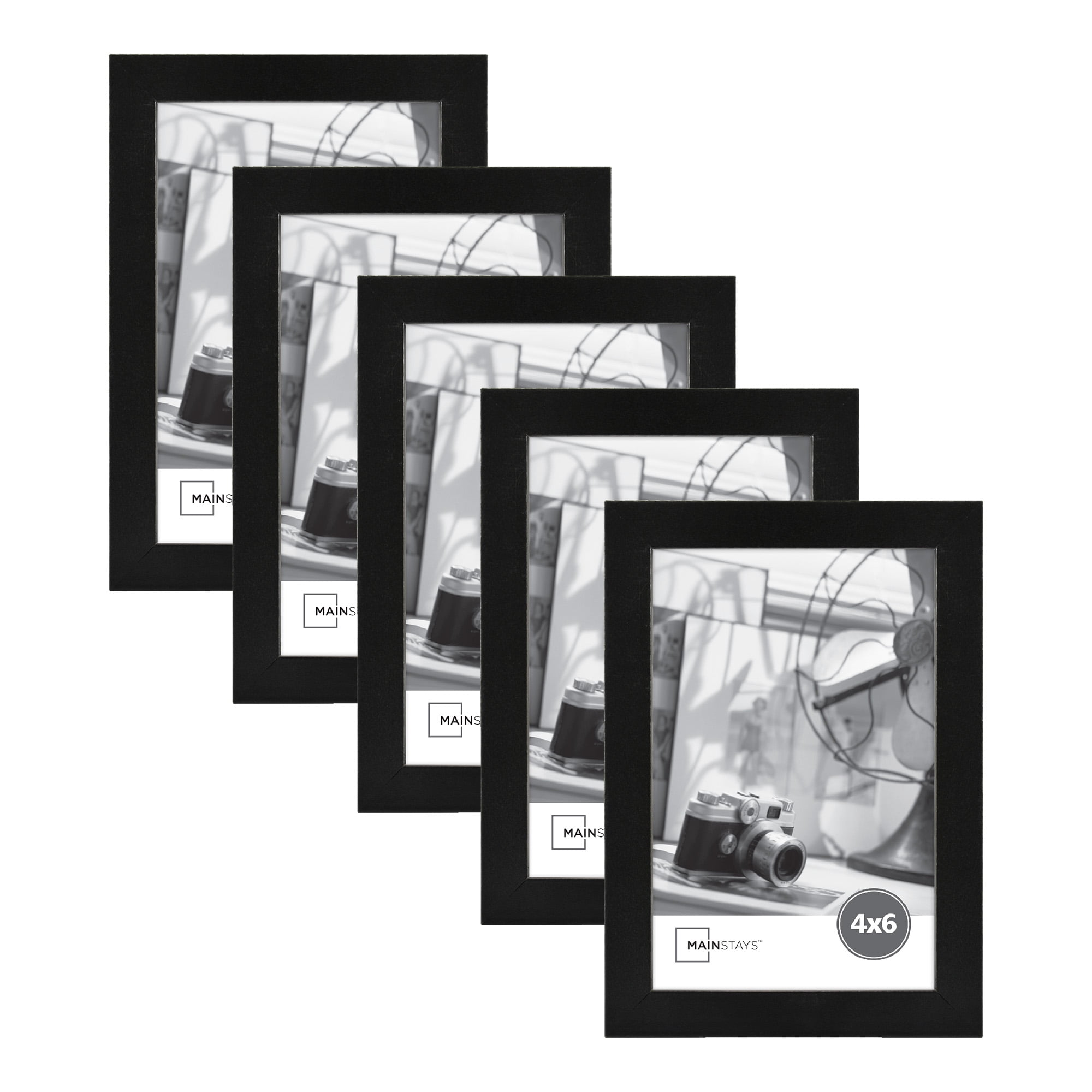 Mainstays Wood Picture Frames, Black, Set of 5