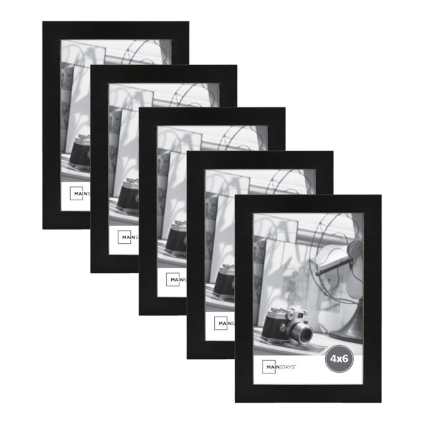 Mainstays Wood Picture Frames, Black, Set of 5