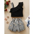 thumbnail image 6 of CARETOO Toddler Girls Clothes Summer Ruffle Off Shoulder Sleeveless Top Floral Shorts 95% Cotton Set, 6 of 9