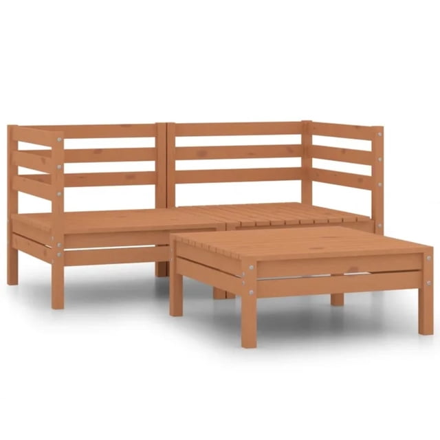 vidaXL Ensemble Lounge de Jardin 3 Pcs Pin Massif Brun Miel