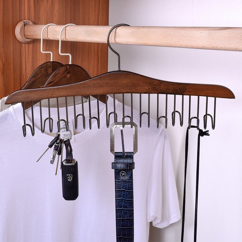 Vintage Wood Tie Hanger Rack Wooden Belt Hanger Scarf Holder Wardrobe