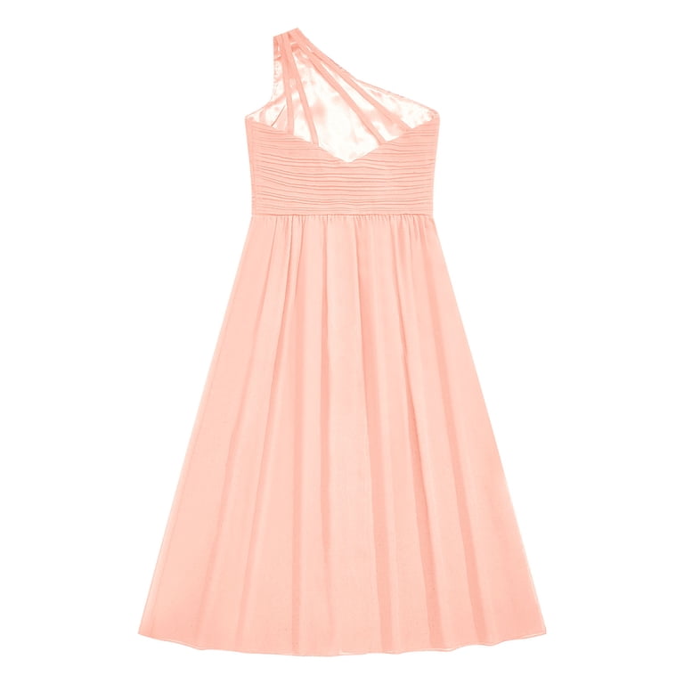YONGHS Flower Girls One Shoulder Beaded Chiffon Bridesmaid Romper Dress  Wedding Prom Party Gown Pink 14 - Walmart.com